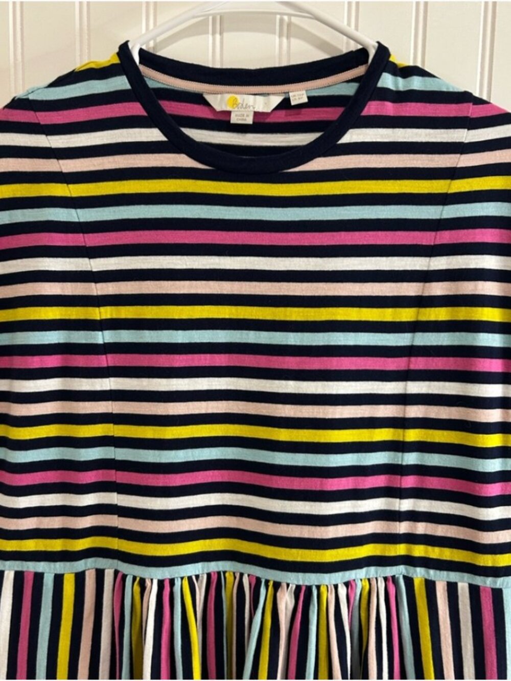 Boden Women Vibrant Striped Midi dress Size 8P Multicolor 100% cotton. - Picture 3 of 14